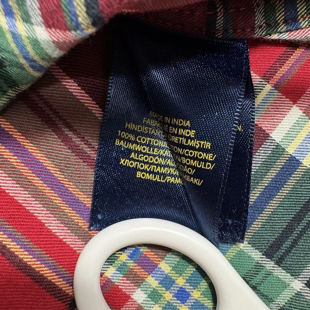 Ralph Lauren Plaid Shirt‎ L (14-16) Button Down Long Sleeve Red Green